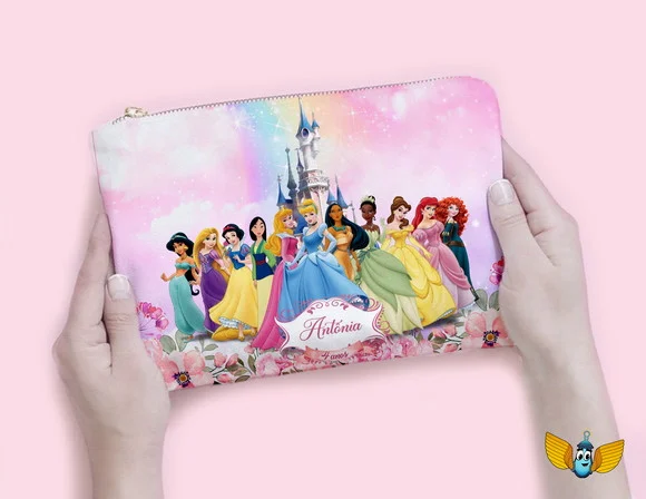 Necessaire Princesas Disney Floral Personalizada