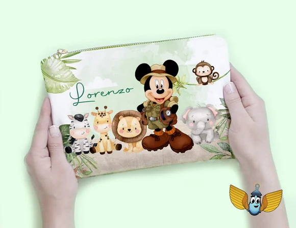 Necessaire Mickey Safari Aquarela Personalizada