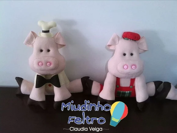 3 Porquinhos em Feltro - foto 1