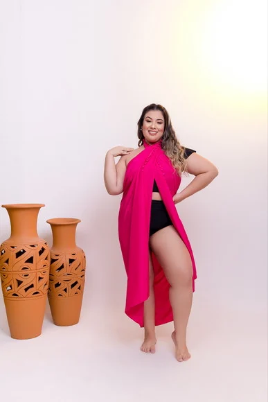 Canga Saída de Praia Plus Size Pink - foto 1