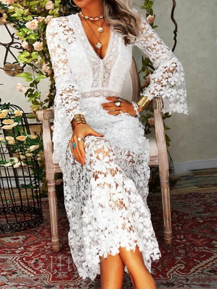 Vestido Longo Renda Guipir Madrinha Festa - foto 1