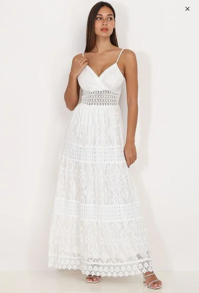 Vestido Longo de Renda Guipir Civil Noiva Casamento Festa - foto 1