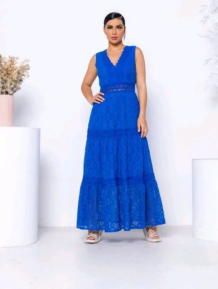 Vestido Longo em Renda Guipir Festa Réveillon - foto 1