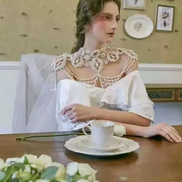Gargantilha Bolero Artesanal Noiva Civil Casamento - foto 1