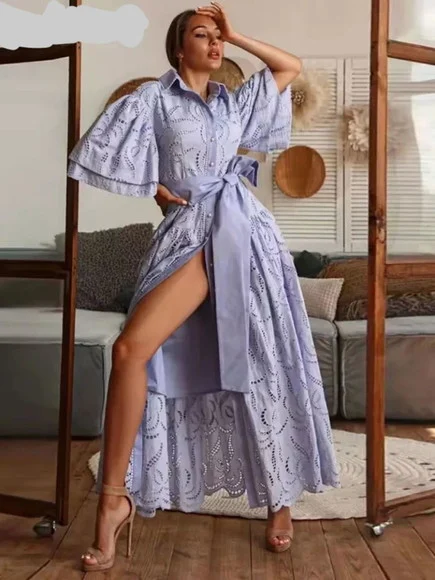 vestido longo renda bordada det artesanais festa sob medidas - foto 1
