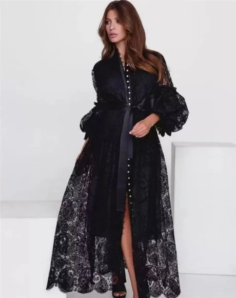 vestido longo renda bordada det artesanais festa sob medidas - foto 1