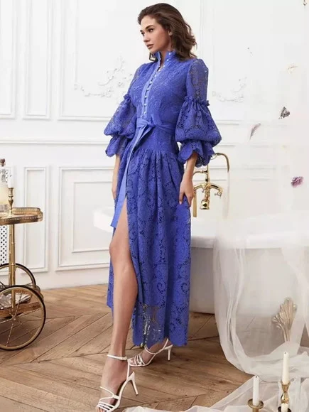 vestido longo renda bordada det artesanais festa sob medidas - foto 1