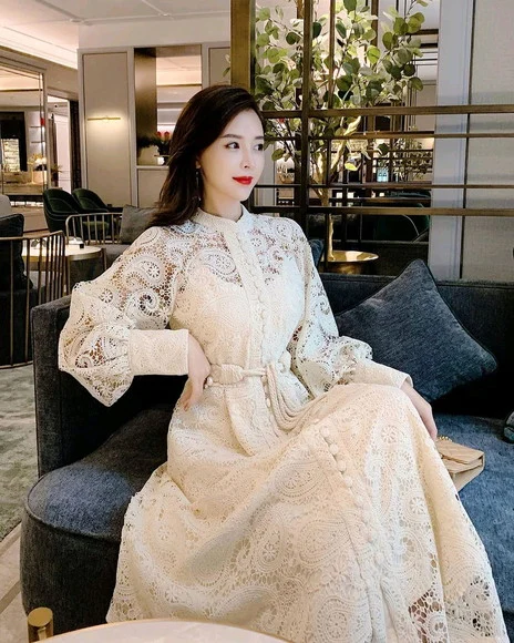 vestido de festa renda bordada det artesanais luxo s medidas - foto 1