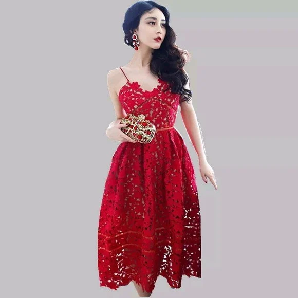vestido midi bordado rechilieu em renda guipir