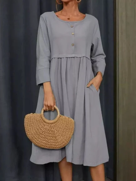 Vestido Algodão Linho Manga 3/4 ou Longa Sob Medidas