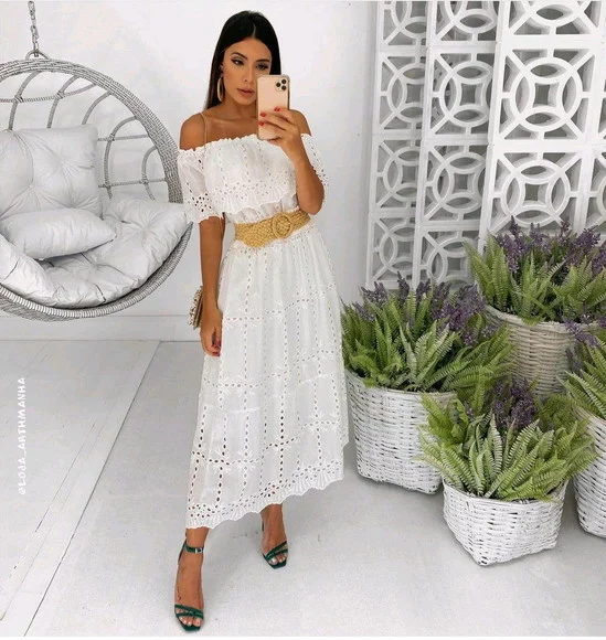 Vestido Longo Manga Ciganinha Casamento Civil Noivado Festa