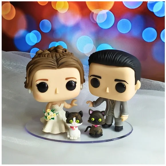 Topo de Bolo Noivinhos em Biscuit + 2 Gatos- Funko Pop - foto 1