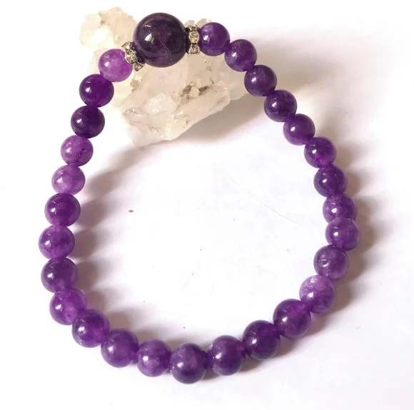 Pulseira Japamala 27 Contas Ametistas e Strass