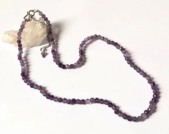 Choker Colar com Ametista Facetada e Aço Inox - foto 1