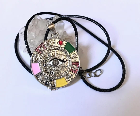 Cordão Colar com Olho Grego Simbolos Misticos e Strass - foto 1