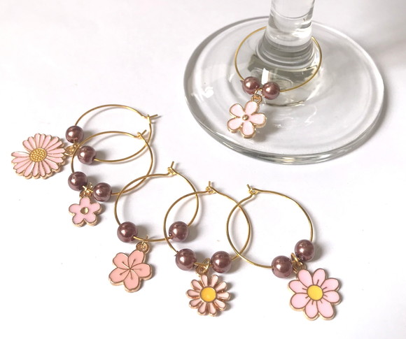 Marcadores de Taça Esmaltado - com 6 / Flores