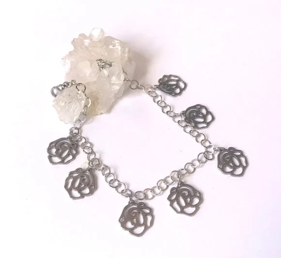 Pulseira Aço Inoxidável com Flor - foto 1