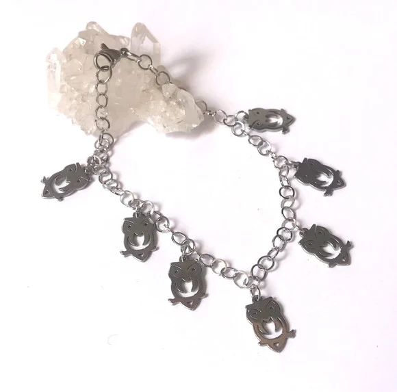 Pulseira Aço Inoxidável com Coruja - foto 1