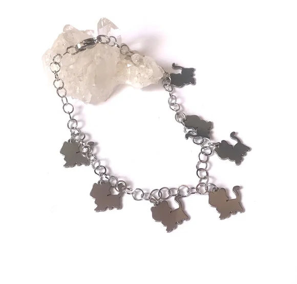Pulseira Aço Inoxidável com Mini Gatos - foto 1