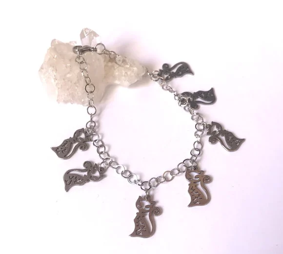 Pulseira Aço Inoxidável com Gatos - foto 1