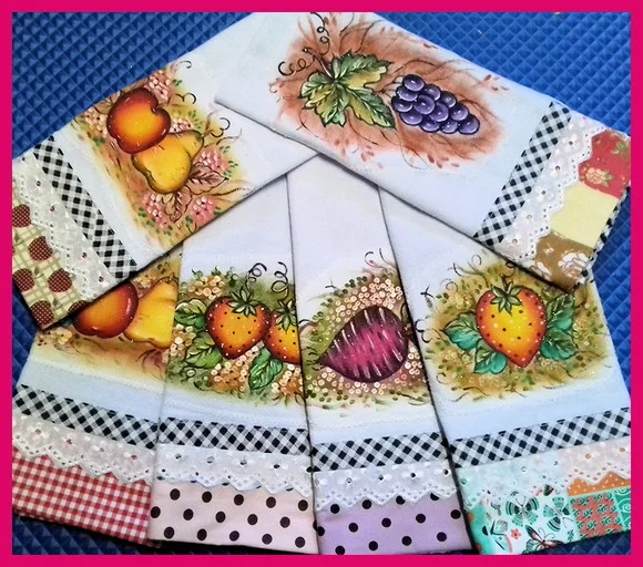 Kit 10 Panos de Prato Patchwork Atacado Pintado Mão Livre