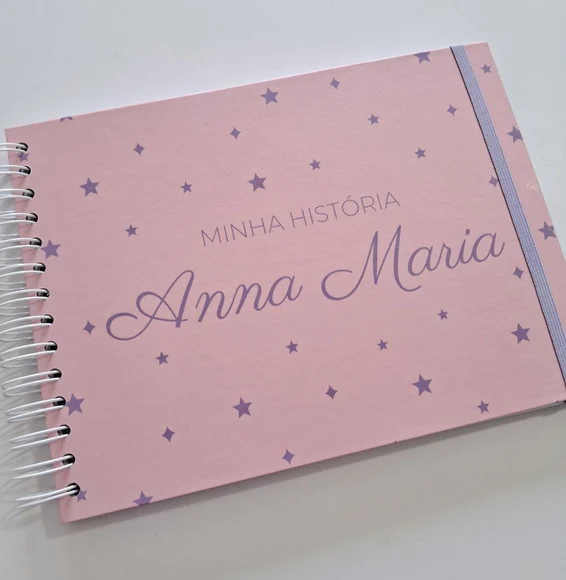Livro do Bebê Personalizado Lilás e Rosa com Estrelas - foto 1