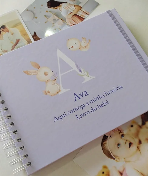 Livro do Bebê Personalizado Lilás - Álbum do Bebê - foto 1