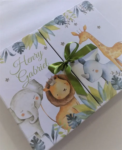 Livro do Bebe Personalizado com Caixa Tema Safári - foto 1