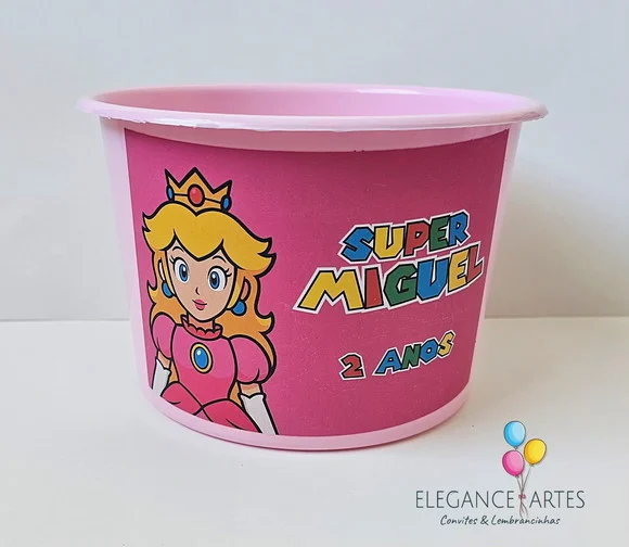 Balde de Pipoca Princesa Peach Super Mário