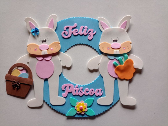 Placa de Porta Páscoa Casal Coelhos - foto 1