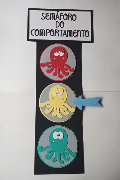 Cartaz semáforo do comportamento tema fundo do mar - foto 1