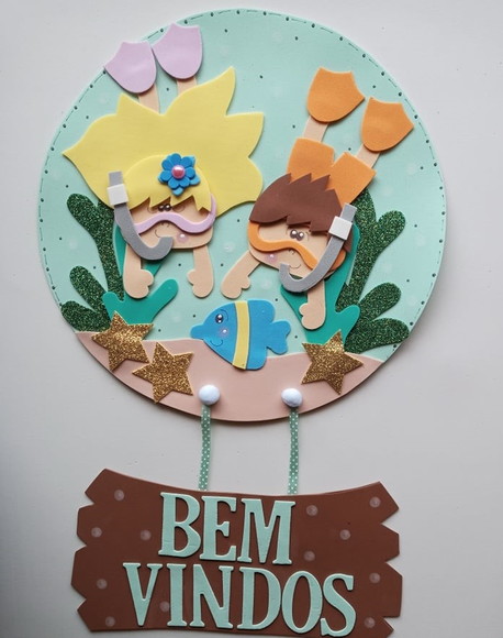 Placa de porta bem vindos fundo do mar - foto 1