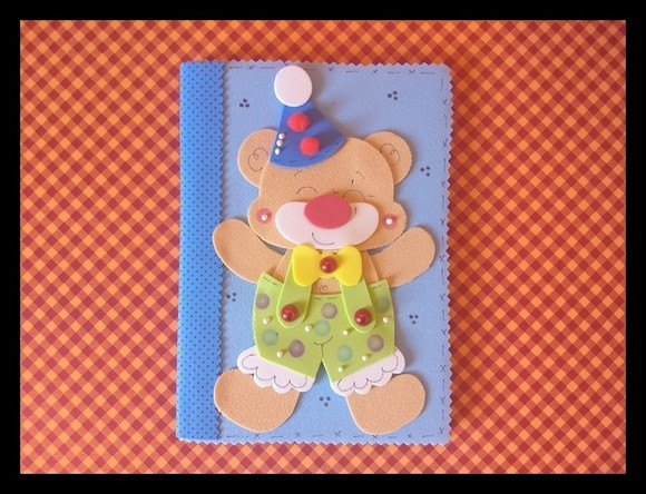 Caderno pequeno decorado ursinho palhaço - foto 1