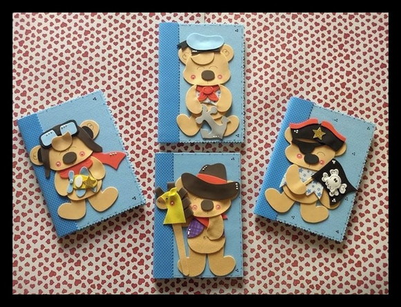Combo quatro cadernos pequenos ursinhos - foto 1
