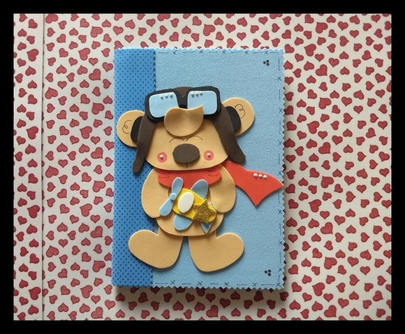 Caderno pequeno decorado ursinho aviador - foto 1
