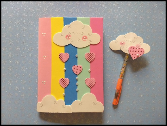 Capa de caderno pequeno removível nuvem de amor com ponteira - foto 1