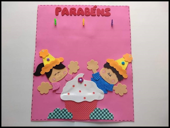 Cartaz aniversariantes tema crianças - foto 1