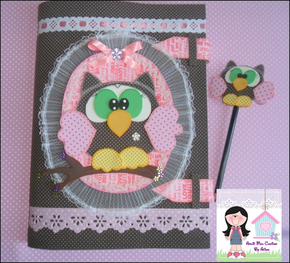 Capa de caderno corujinha com ponteira - foto 1