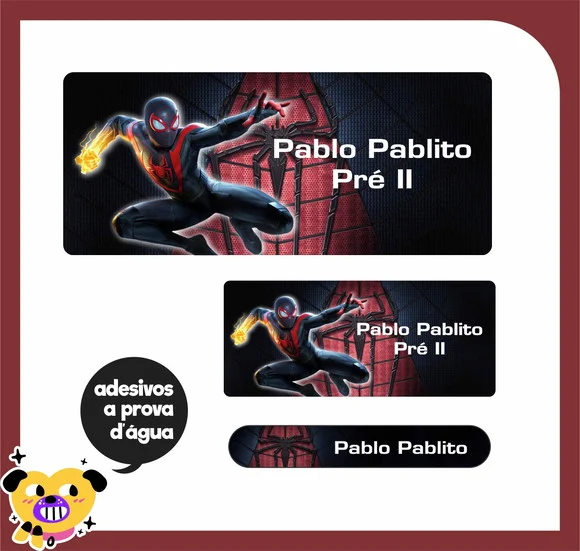 Adesivo Escolar Homem Aranha - 120 Unidades