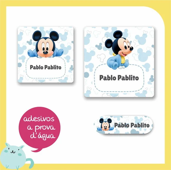 Etiqueta Escolar Mickey Baby - 58 Unidades