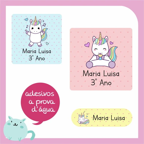 Etiqueta Escolar Unicórnio - Volta às Aulas