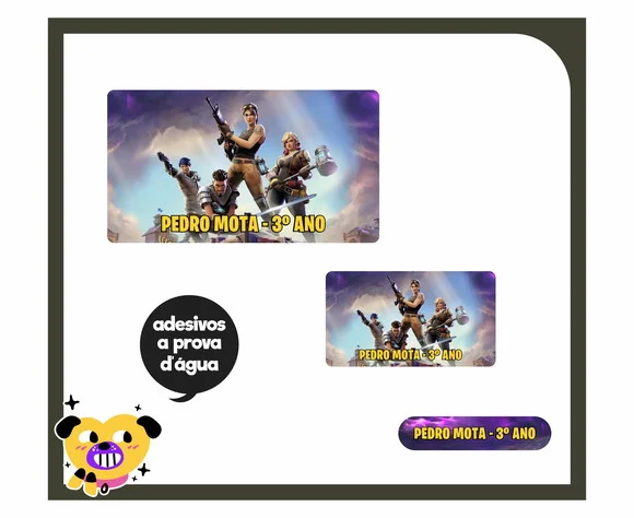 Etiqueta Escolar Fortnite - 100 Unid