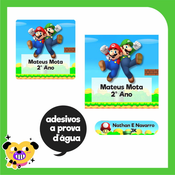 Etiqueta Escolar Super Mario - 60 Unid' - foto 1