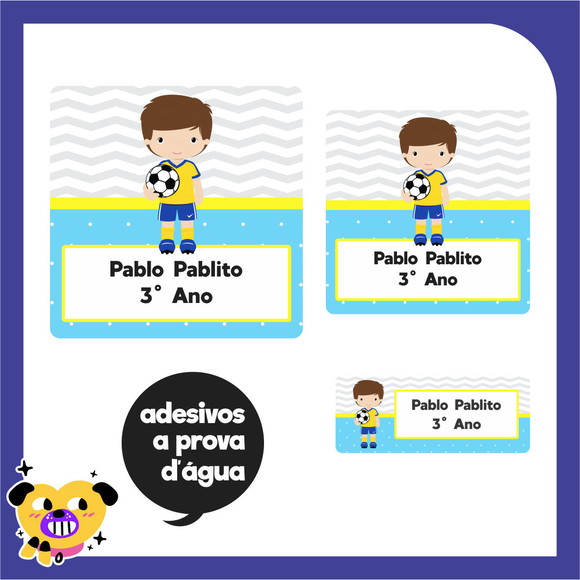 Adesivo Escolar Futebol - 48 Unid - Prova D'água - foto 1