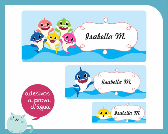 Etiqueta Escolar - Baby Shark - 100 unid