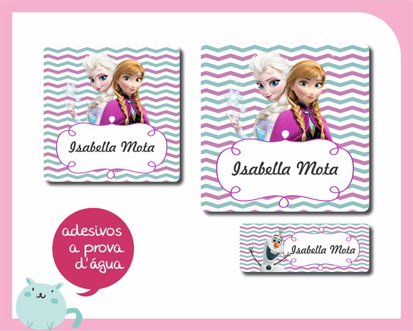 Kit Etiquetas Frozen - 48 Unid - Prova D'água