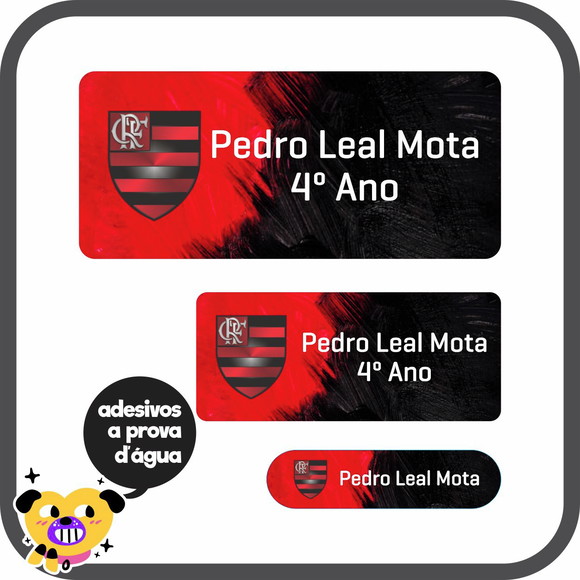 Adesivo Escolar Flamengo - 80 Unid - Prova D'água