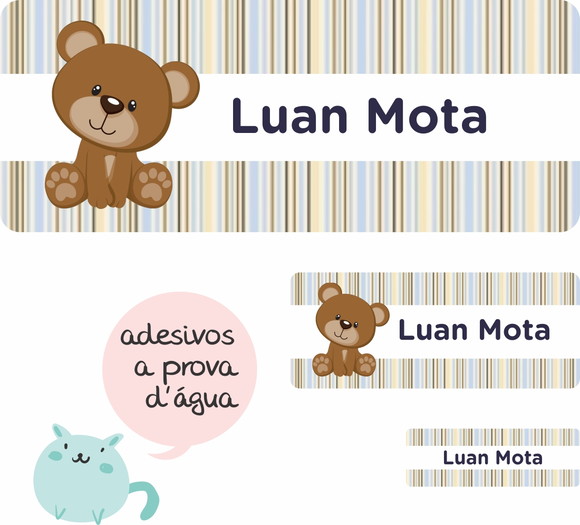 Etiqueta Escolar - Kit Compacto - 100 Unid - Urso - foto 1