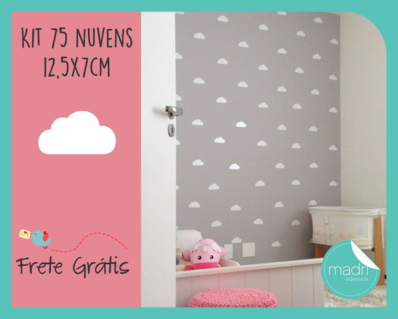 Adesivo Nuvens 12,5cm - 75 Unidades - Brancas - foto 1