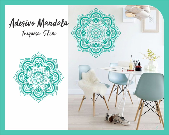 Adesivo de Mandala 57cm - Turquesa - foto 1